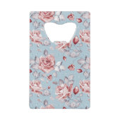 Behangselpatroon van roze rozen 2 creditkaart flessenopener (Voorkant)