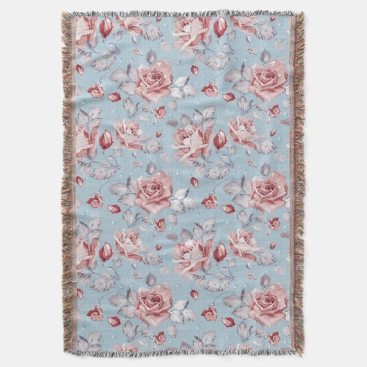 Behangselpatroon van roze rozen 2 deken (Voorkant Verticaal)