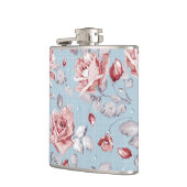 Behangselpatroon van roze rozen 2 heupfles (Links)