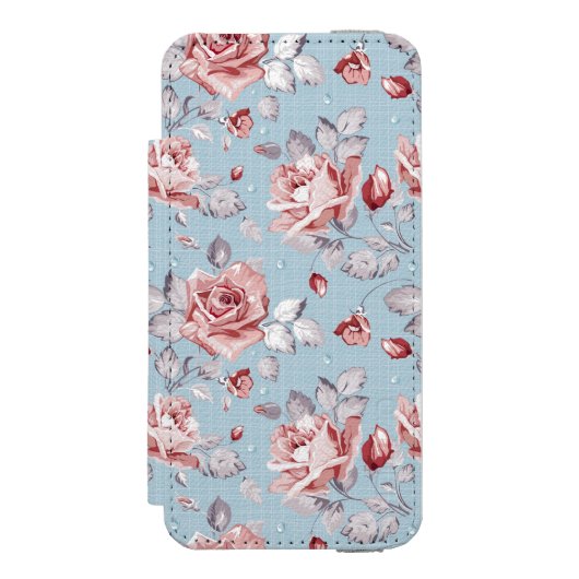 Behangselpatroon van roze rozen 2 incipio iPhone portemonnee hoesje (Voorkant Agenda)