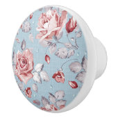 Behangselpatroon van roze rozen 2 keramische knop (Rechts)