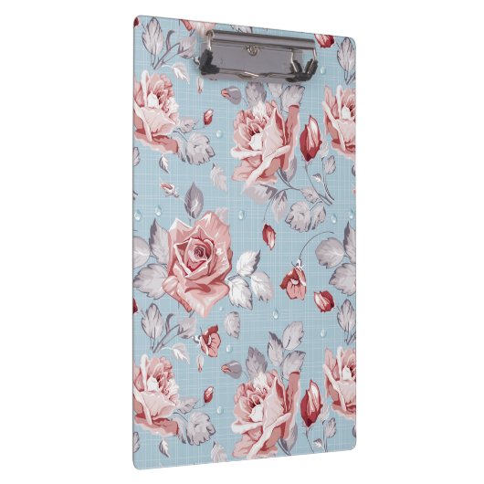 Behangselpatroon van roze rozen 2 klembord (Rechts)