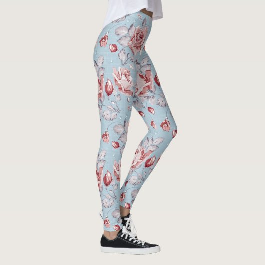 Behangselpatroon van roze rozen 2 leggings (Rechts)