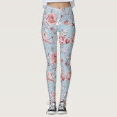 Behangselpatroon van roze rozen 2 leggings (Voorkant)