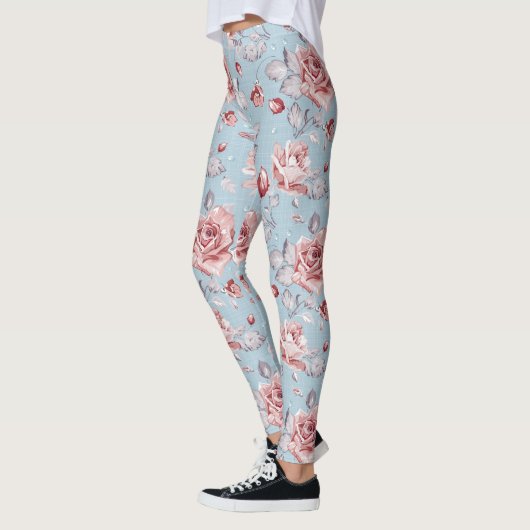 Behangselpatroon van roze rozen 2 leggings (Links)