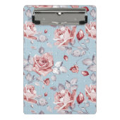 Behangselpatroon van roze rozen 2 mini klembord (Voorkant)