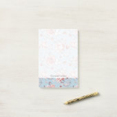 Behangselpatroon van roze rozen 2 post-it® notes (Op bureau)