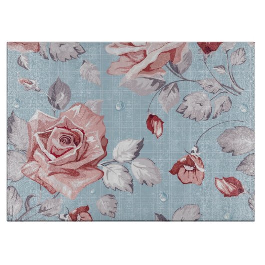 Behangselpatroon van roze rozen 2 snijplank (Voorkant)