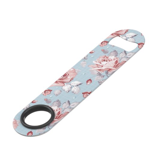 Behangselpatroon van roze rozen 2 speed flessenopener (Achterkant Gekanteld)