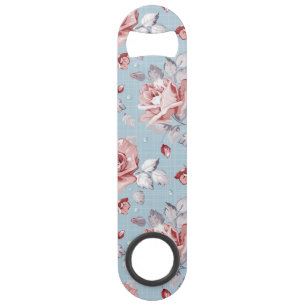 Behangselpatroon van roze rozen 2 speed flessenopener
