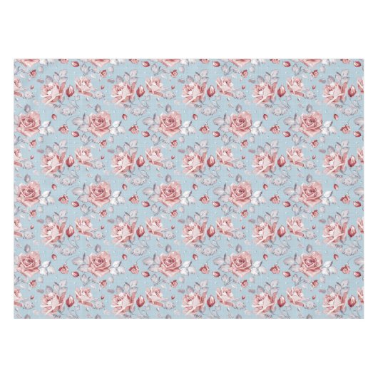 Behangselpatroon van roze rozen 2 tafelkleed (Voorkant (Horizontaal))