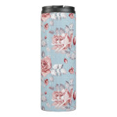 Behangselpatroon van roze rozen 2 thermosbeker (Achterkant)