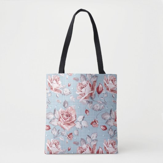Behangselpatroon van roze rozen 2 tote bag (Voorkant)