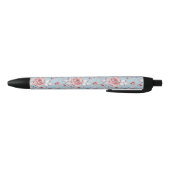 Behangselpatroon van roze rozen 2 zwarte inkt pen (Bodem)