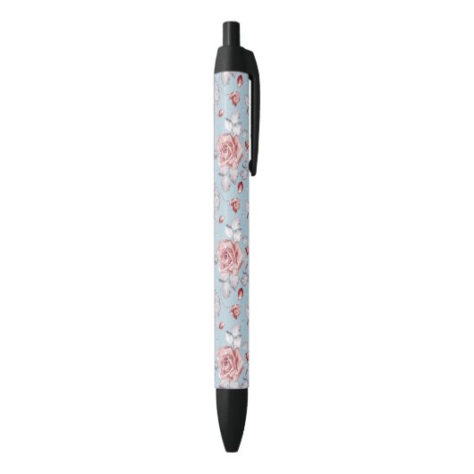 Behangselpatroon van roze rozen 2 zwarte inkt pen (Achterkant (Verticaal))