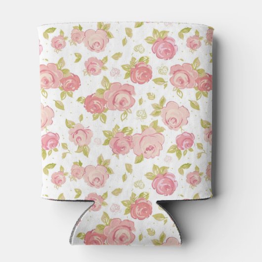 Behangselpatroon van roze rozen 3 blikjeskoeler (Achterkant)