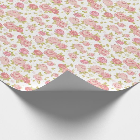 Behangselpatroon van roze rozen 3 cadeaupapier (Hoek)