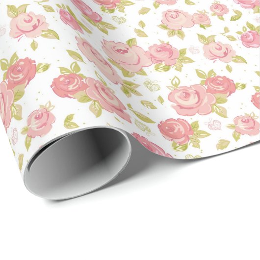 Behangselpatroon van roze rozen 3 cadeaupapier (Rol Hoek)