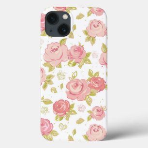 Behangselpatroon van roze rozen 3 Case-Mate iPhone case