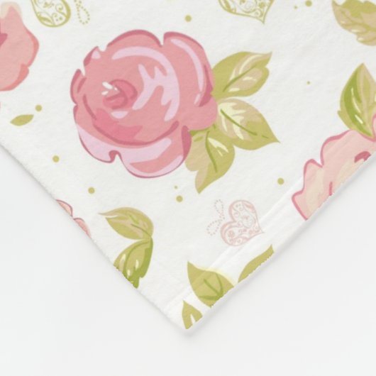 Behangselpatroon van roze rozen 3 fleece deken (Hoek)
