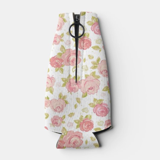 Behangselpatroon van roze rozen 3 flesjeskoeler (Achterkant)