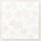 Behangselpatroon van roze rozen 3 glazen onderzetter (Achterkant)