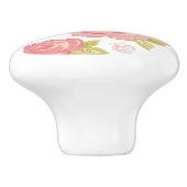 Behangselpatroon van roze rozen 3 keramische knop (Zijkant)