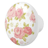 Behangselpatroon van roze rozen 3 keramische knop (Rechts)