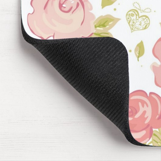 Behangselpatroon van roze rozen 3 muismat (Hoek)