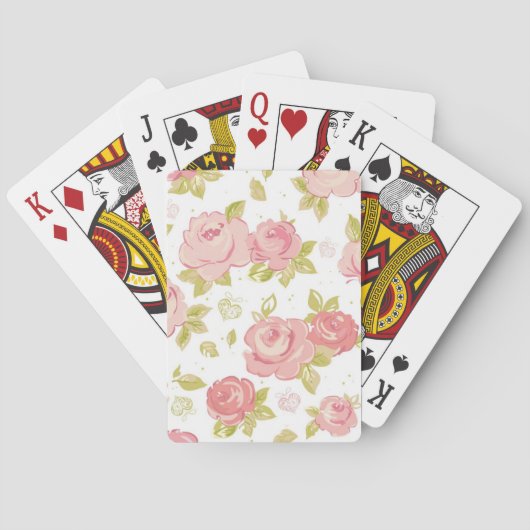Behangselpatroon van roze rozen 3 pokerkaarten (Achterkant)