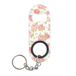 Behangselpatroon van roze rozen 3 sleutelhanger flessenopener