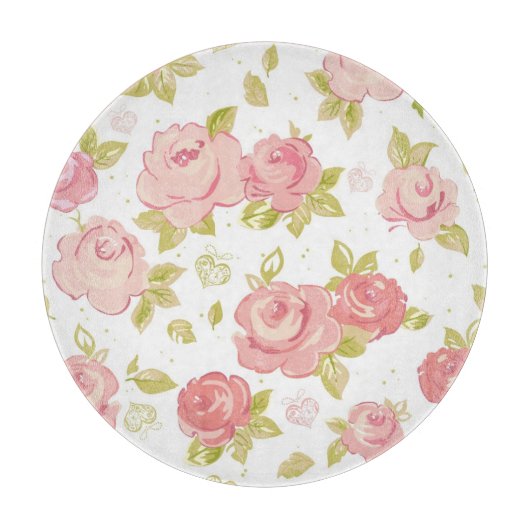 Behangselpatroon van roze rozen 3 snijplank (Voorkant)