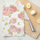 Behangselpatroon van roze rozen 3 theedoek (Quarter Fold)