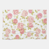 Behangselpatroon van roze rozen 3 theedoek (Horizontaal)