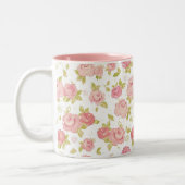 Behangselpatroon van roze rozen 3 tweekleurige koffiemok (Links)