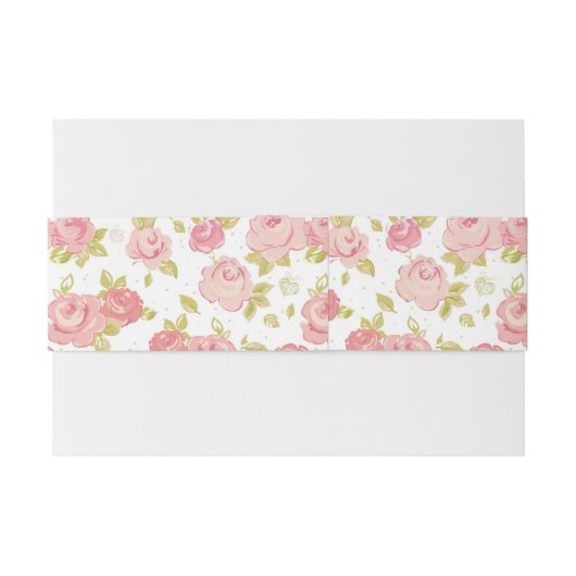 Behangselpatroon van roze rozen 3 uitnodigingen wikkel (Achterkant Voorbeeld)