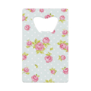 Behangselpatroon van roze rozen 4 creditkaart flessenopener