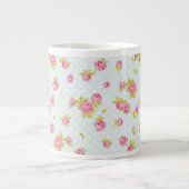 Behangselpatroon van roze rozen 4 grote koffiekop (Voorkant)