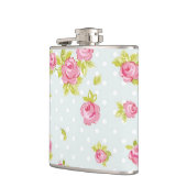 Behangselpatroon van roze rozen 4 heupfles (Links)