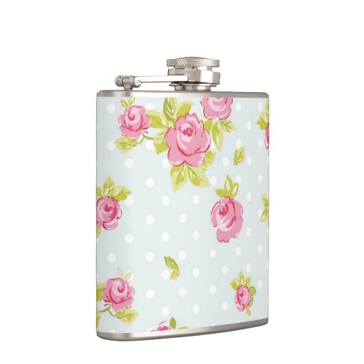 Behangselpatroon van roze rozen 4 heupfles (Rechts)