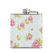 Behangselpatroon van roze rozen 4 heupfles (Achterkant)