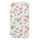 Behangselpatroon van roze rozen 4 incipio iPhone portemonnee hoesje (Voorkant Agenda)