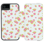 Behangselpatroon van roze rozen 4 incipio iPhone portemonnee hoesje (Agenda Open)