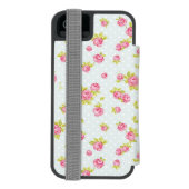 Behangselpatroon van roze rozen 4 incipio iPhone portemonnee hoesje (Agenda Achterkant)