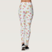 Behangselpatroon van roze rozen 4 leggings (Achterkant)