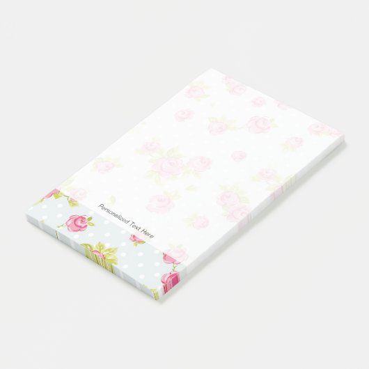 Behangselpatroon van roze rozen 4 post-it® notes (Schuin)