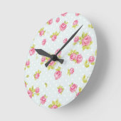 Behangselpatroon van roze rozen 4 ronde klok (Hoek)