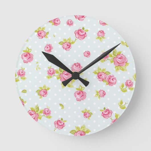 Behangselpatroon van roze rozen 4 ronde klok (Voorkant)