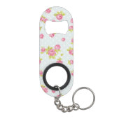 Behangselpatroon van roze rozen 4 sleutelhanger flessenopener (Achterkant)