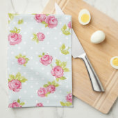 Behangselpatroon van roze rozen 4 theedoek (Quarter Fold)